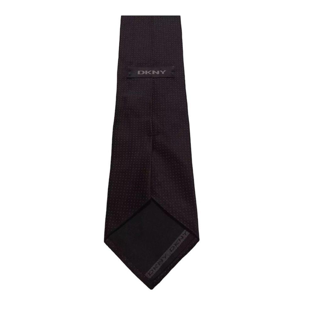 DKNY Men Necktie Black Polka Dot 100% Silk 58"L - Picture 3 of 5